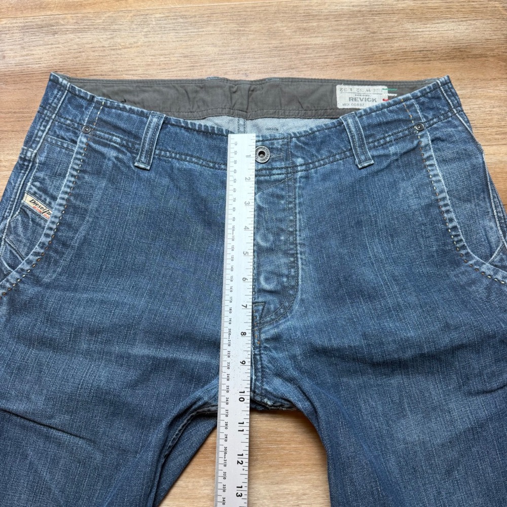 Diesel Revick Jeans Mens 32x32 Dark Blue Straight Leg Button Fly 0088Z Italy - Picture 12 of 15